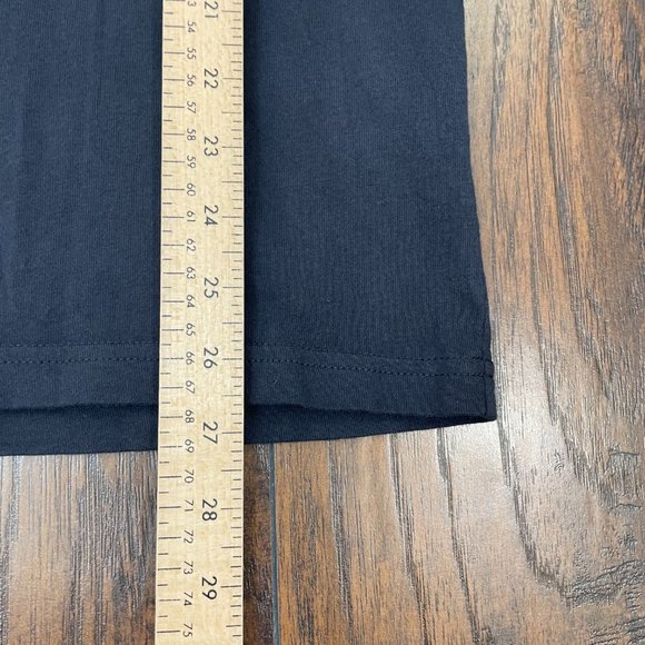 Abercrombie & Fitch Shirt Small Navy Blue Spell-Out Logo Stripe Sleeves Men's - Picture 9 of 12